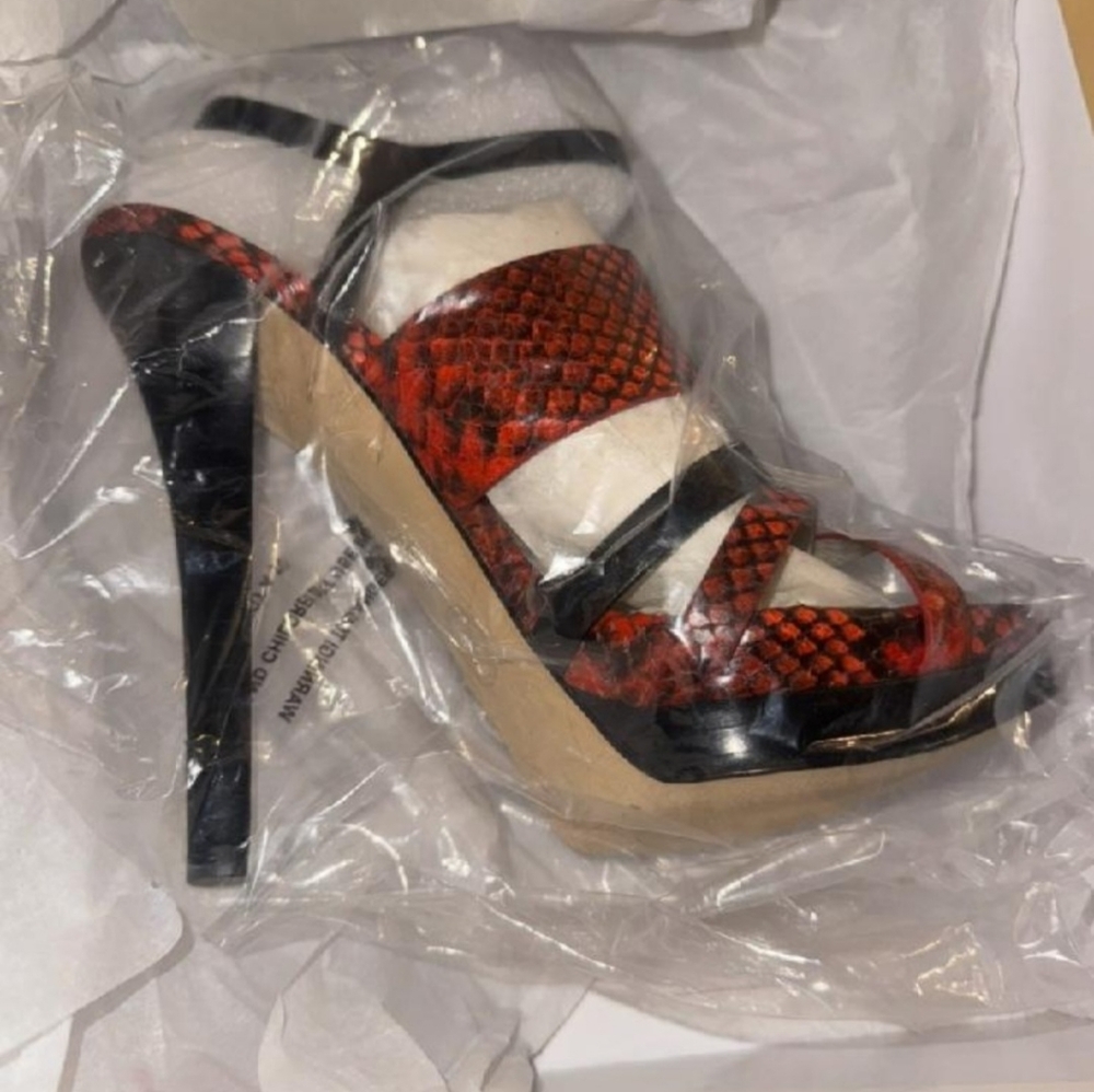 Michael Kors Red and Black Snake Print Heels